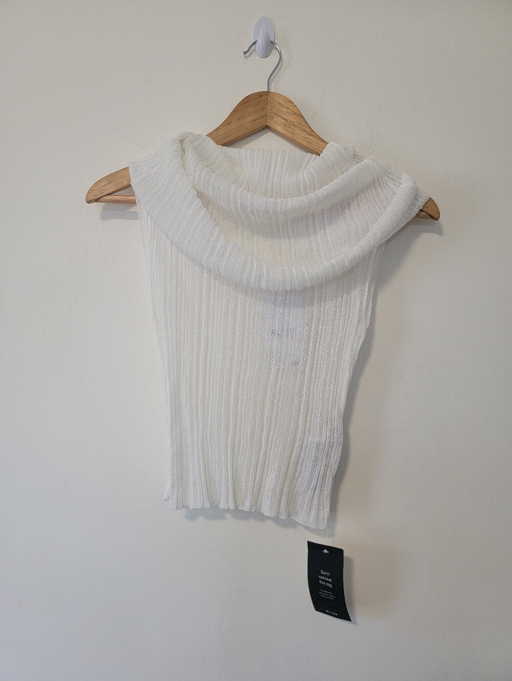 NA-KD  White Ribbed Cowl Neck Sweater Tank